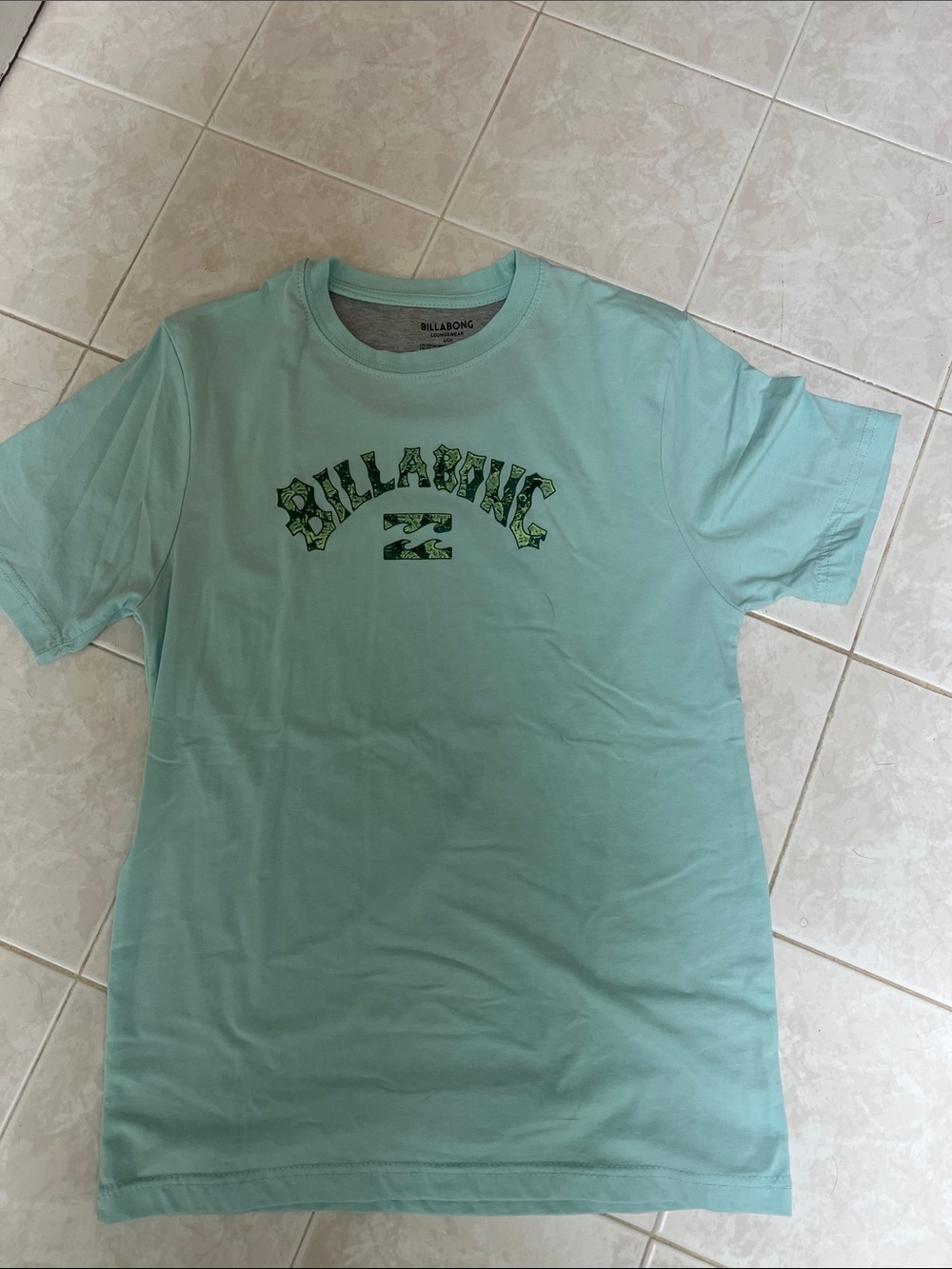 Billabong Mint Green Logo T‑Shirt with Dark Green Graphic